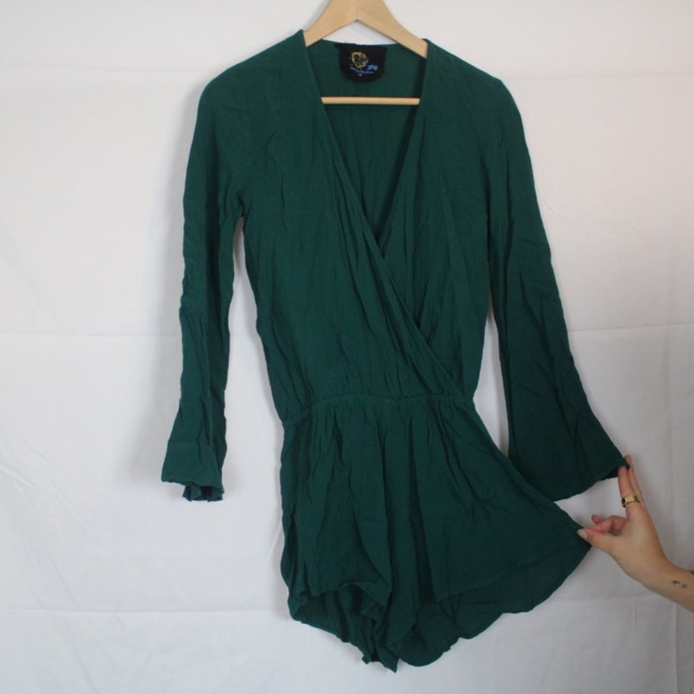 Green Long Sleeve Romper